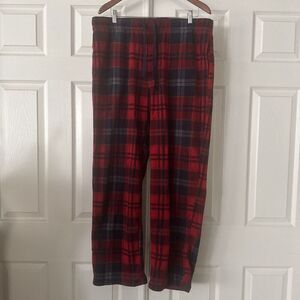 Croft & Barrow Men’s XXL Fleece Lounge Pants Red Plaid Pajama Cozy Drawstring